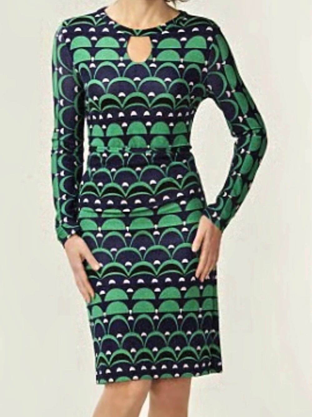 Banana Republic Mad Men Geometric Keyhole Dress Green & Blue Size 0
